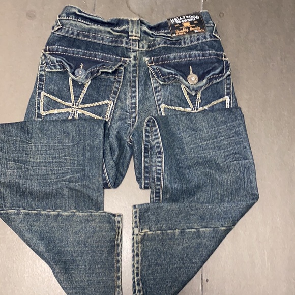 Hollywood The Jean People Size 16 Low Boot Cut Faded Denim Jeans - Picture 7 of 14